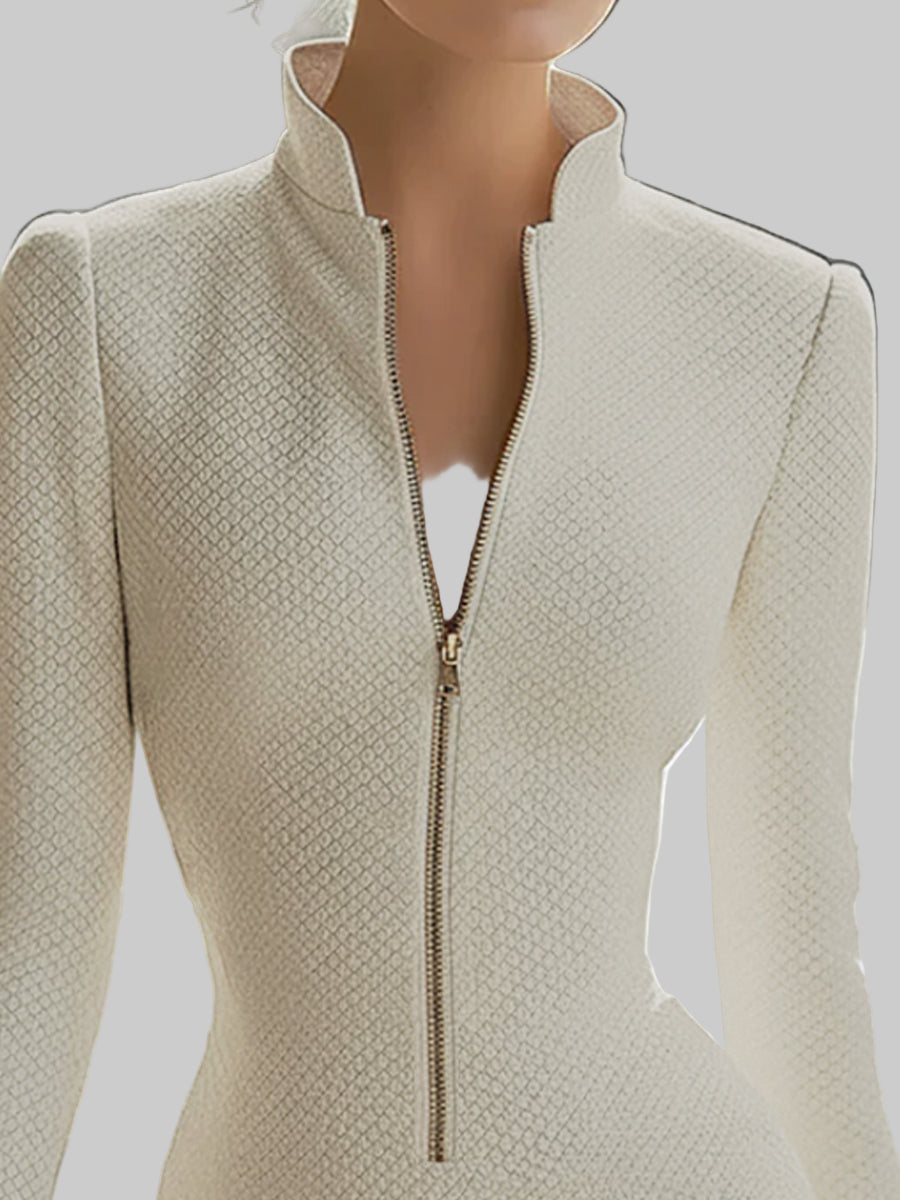 Φόρεμα Mini Δερμάτινο Με Υφή και Φερμουάρ