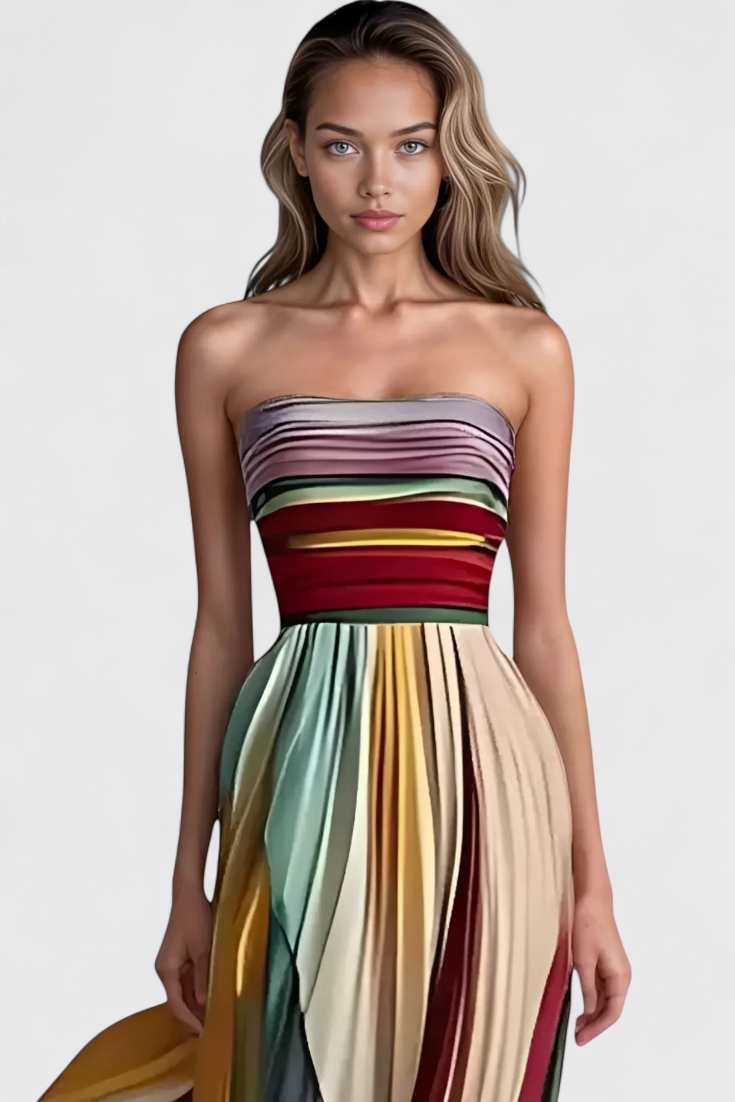 Leticia Μακρύ Φόρεμα με Απή Ροή και Φυσικό Στυλ