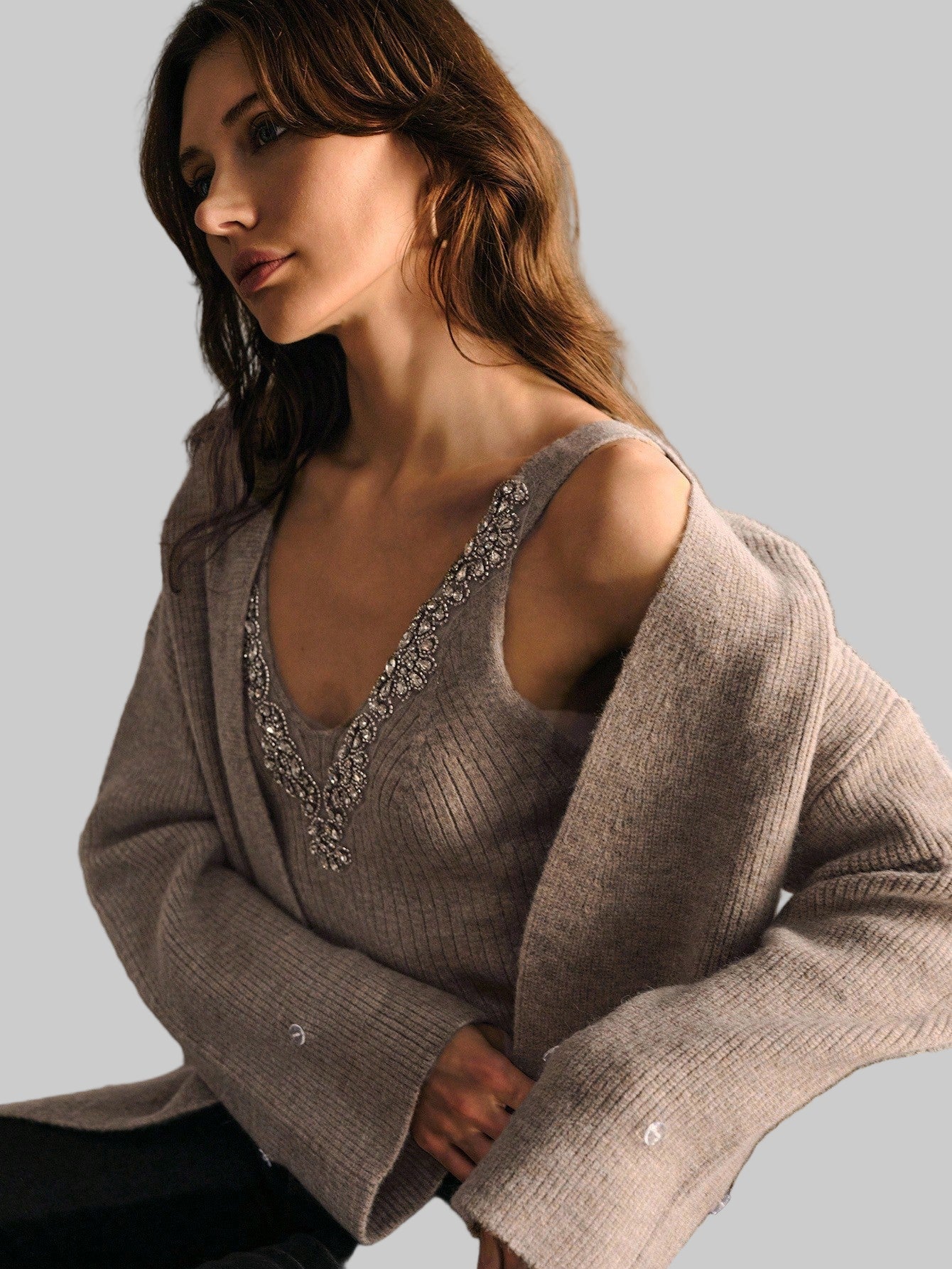 Eira embellished Blouse with Coordinated Shrug