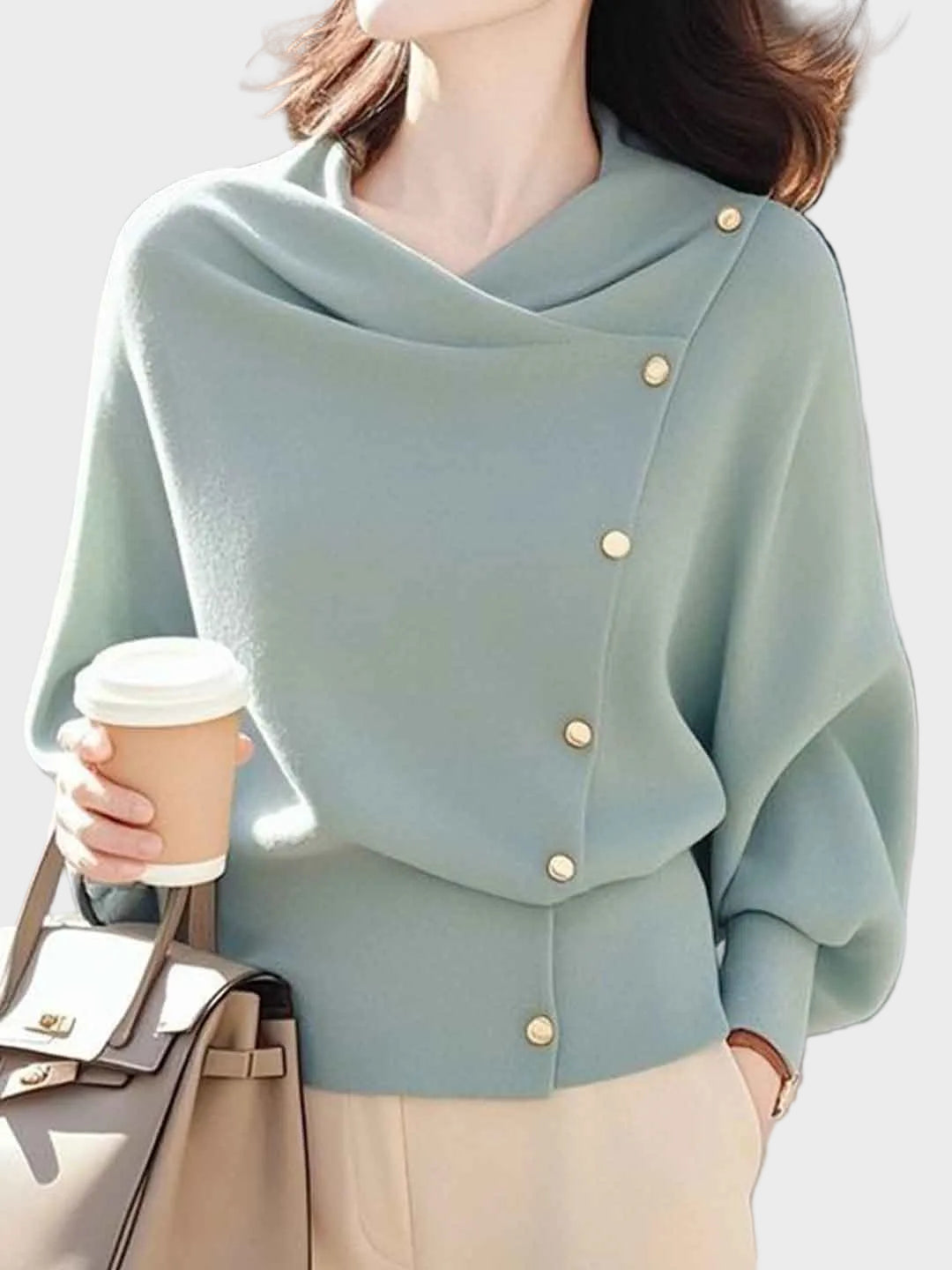 Brianna Φαρδύ Πλεκτό Τοπ σε Μονόχρωμο Σχέδιο (Loose Swing)