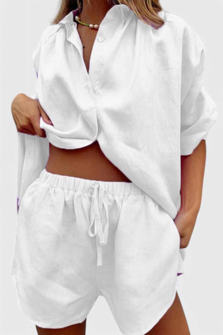 Anika Σετ Δύο Τεμαχίων με Πουκάμισο με Κουμπιά και Σορτς με Κορδόνι