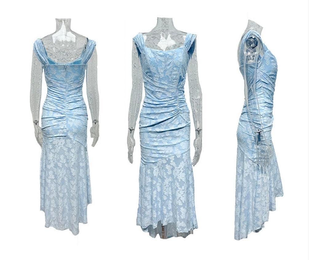 Bella | Μάξι Φλοράλ Φόρεμα Blue Bell (Blue bell floral maxi dress)