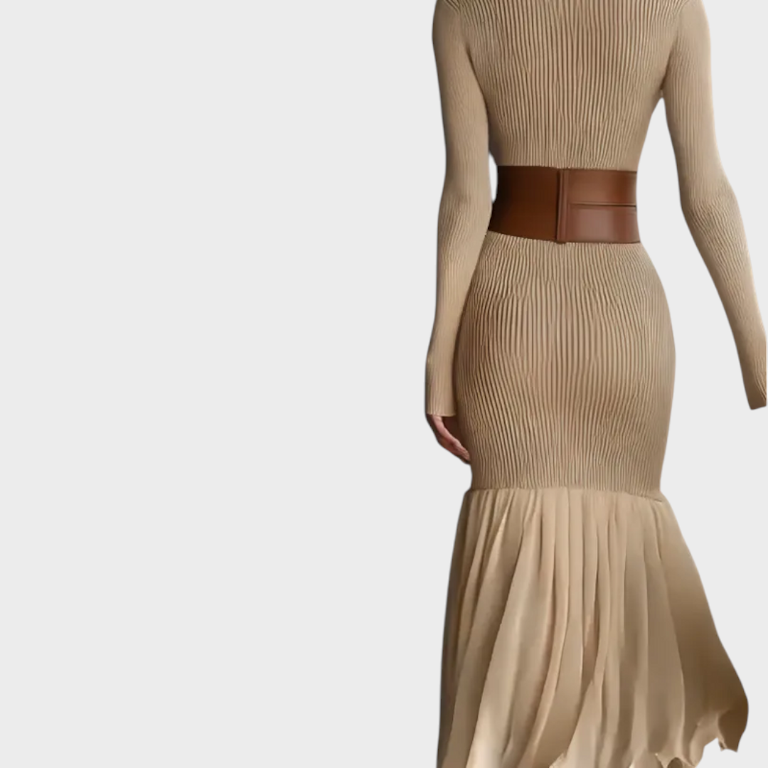 Florentina | Κομψό Πλεκτό Φόρεμα με Ζιβάγκο