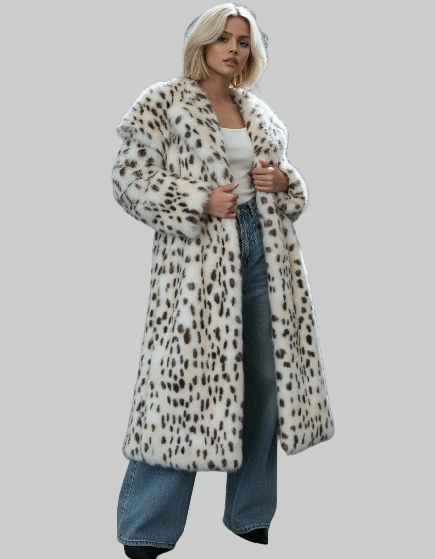Asteria παλτό από ψεύτικη γούνα με σχέδιο χιονό-λεοπάρ