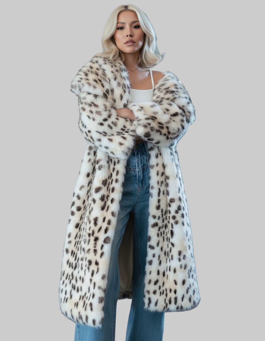 Asteria παλτό από ψεύτικη γούνα με σχέδιο χιονό-λεοπάρ