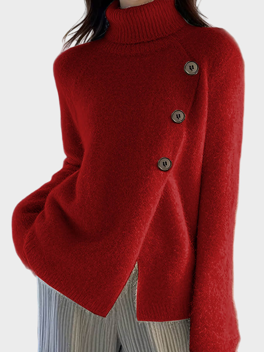 Γυναικείο Πουλόβερ Μάλλινο Μπλούζα Μακρύ Μανίκι Χαλαρό σε Στερεό Χρώμα