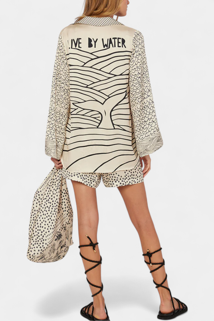 Αμαλία Πουκαμισένιο Σετ με Στάμπα και Ελαστικό Σορτς