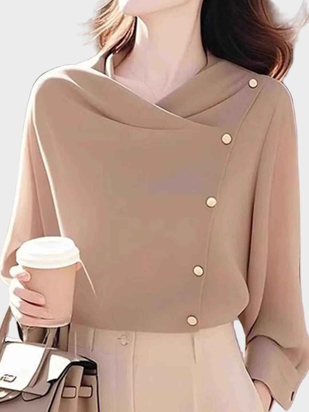 Brianna Φαρδύ Πλεκτό Τοπ σε Μονόχρωμο Σχέδιο (Loose Swing)