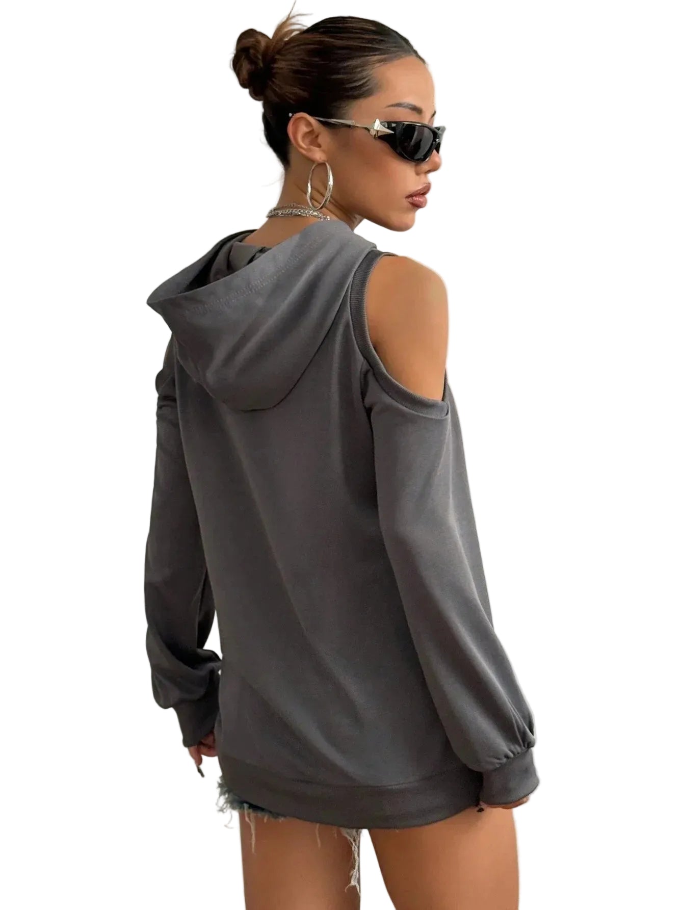 Ellen | Φούτερ Essentia με Έξω τους Ώμους και Κουκούλα (Essentia Off-Shoulder Hoodie)