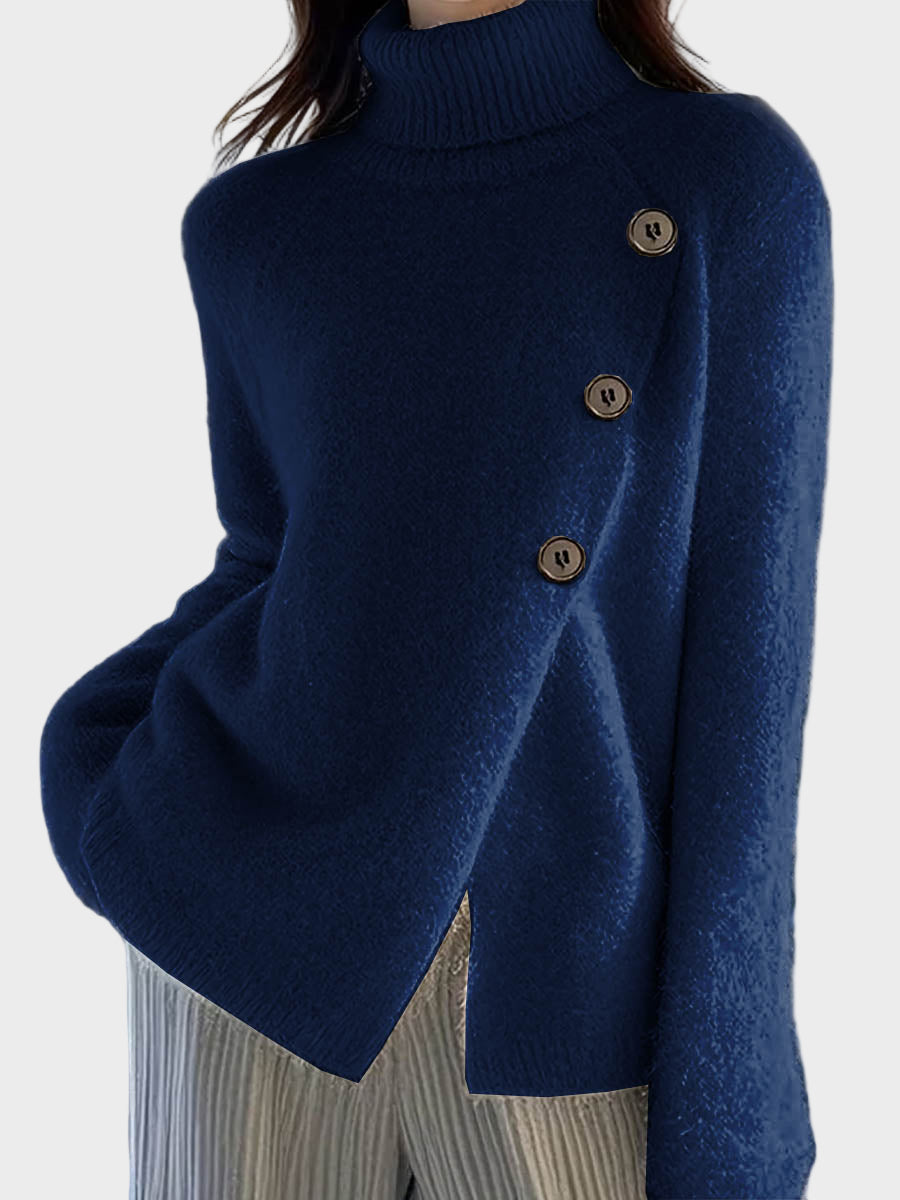 Γυναικείο Πουλόβερ Μάλλινο Μπλούζα Μακρύ Μανίκι Χαλαρό σε Στερεό Χρώμα