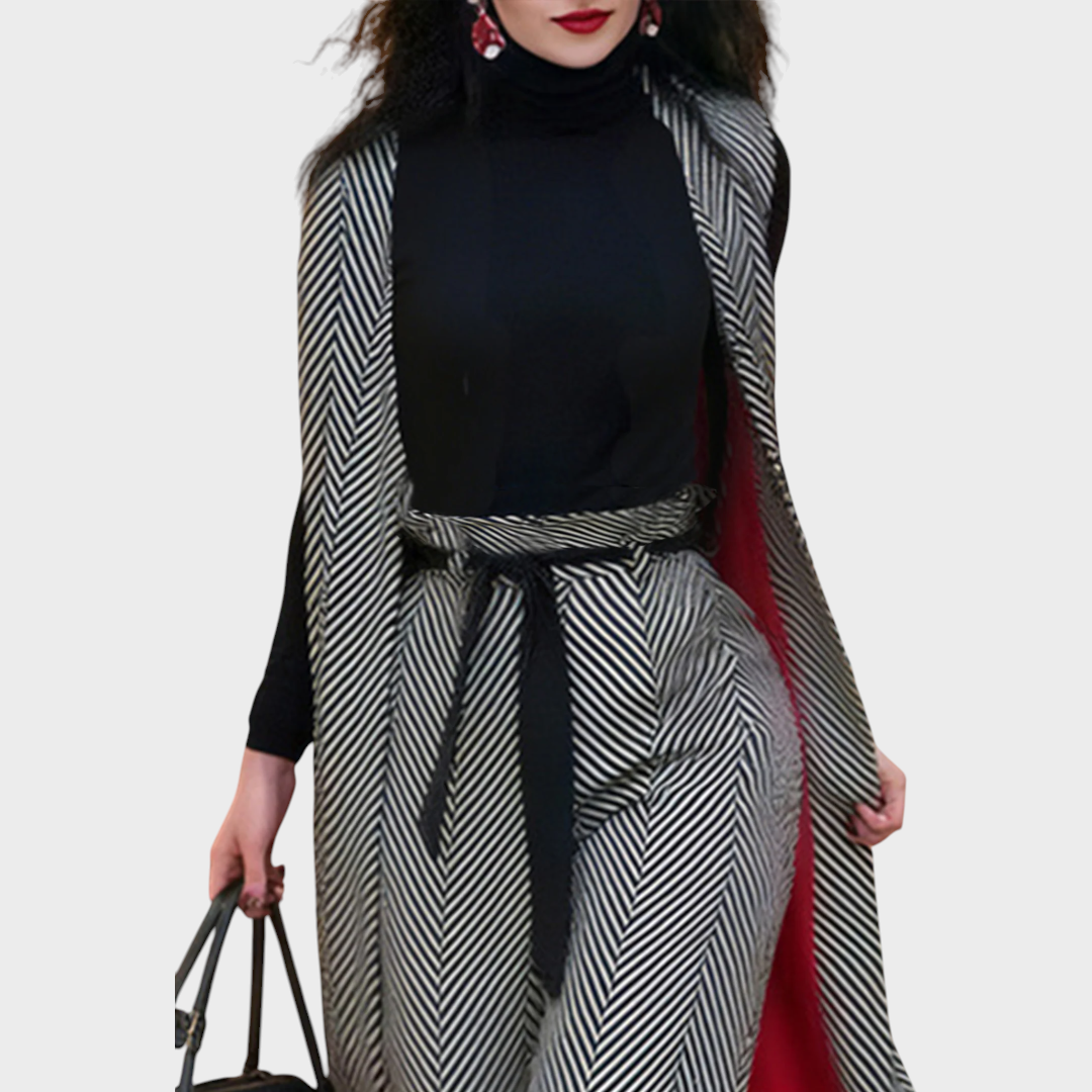 Blessy | Αστικό γιλέκο με κουμπιά και διαγώνιο σχέδιο ψαροκόκαλο