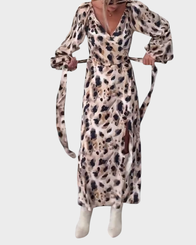 Avice | Εκτυπωμένο Σέξι Φόρεμα V-Neck