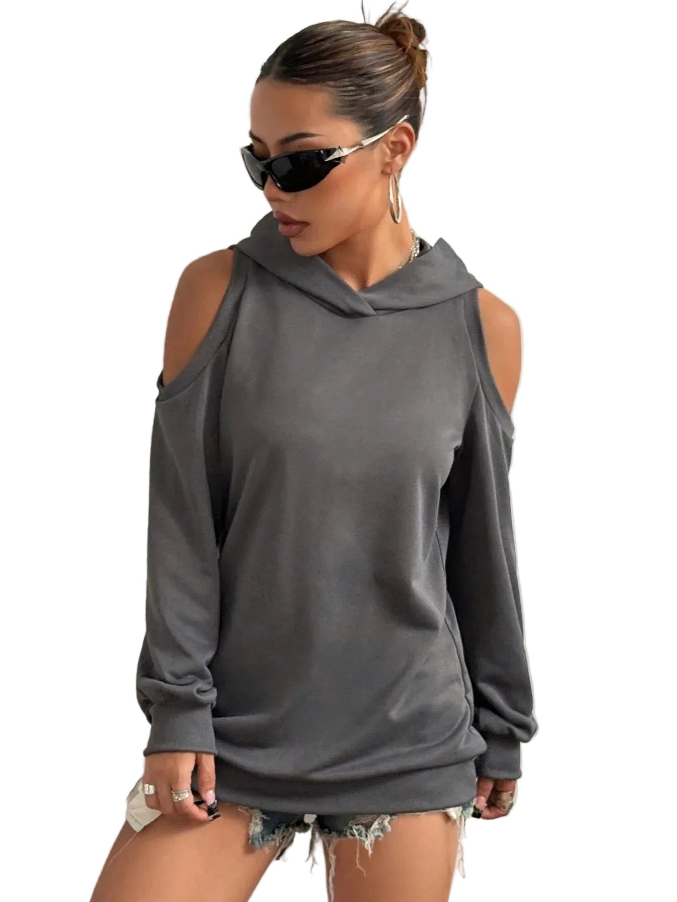 Ellen | Φούτερ Essentia με Έξω τους Ώμους και Κουκούλα (Essentia Off-Shoulder Hoodie)