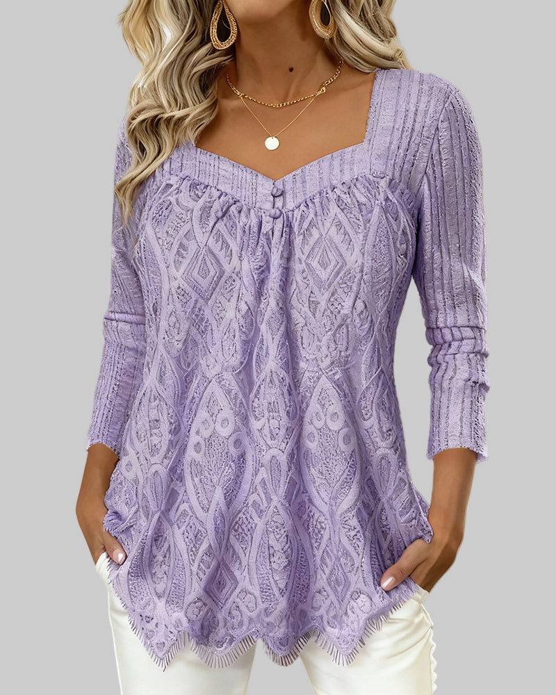 τοπ με τετράγωνη λαιμόκοψη και δαντέλα στη μασχάλη