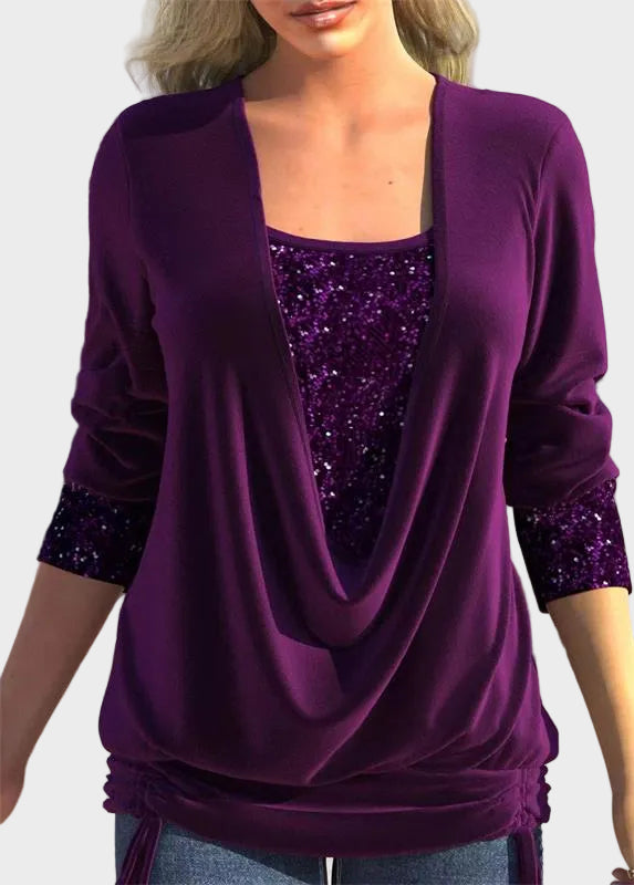 Sequin | Φαρδύ Τοπ με Σούρες και Εφέ Δύο Κομματιών