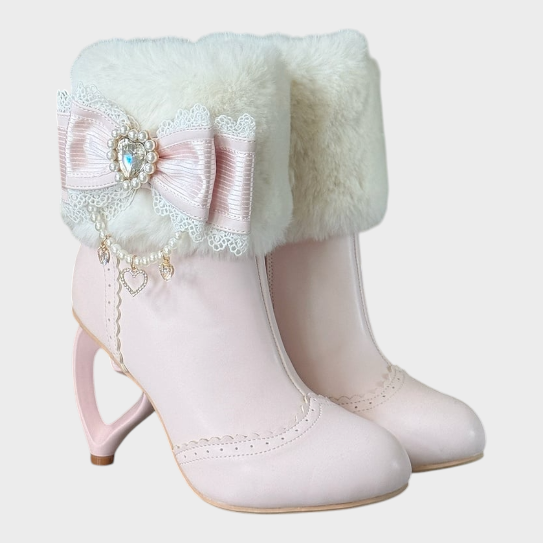 Candy | Μπότες με φτέρνα Heart Heel Sakura Pink