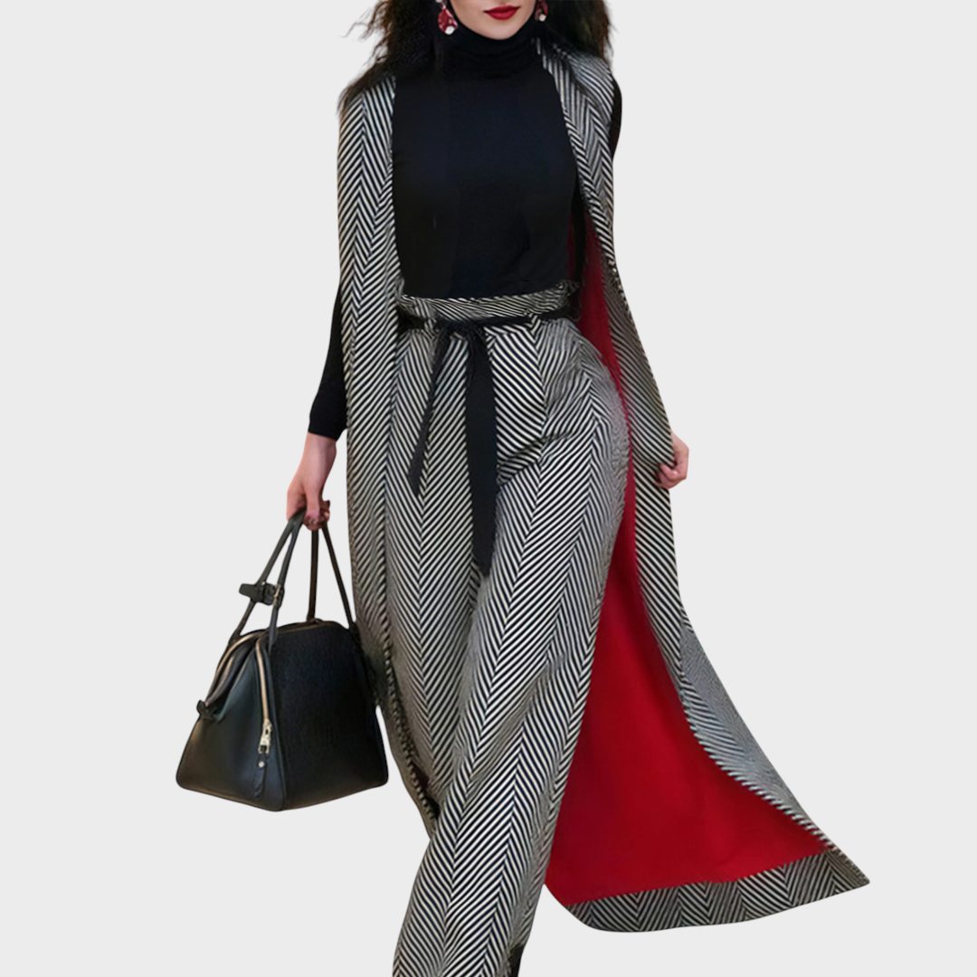 Blessy | Αστικό γιλέκο με κουμπιά και διαγώνιο σχέδιο ψαροκόκαλο