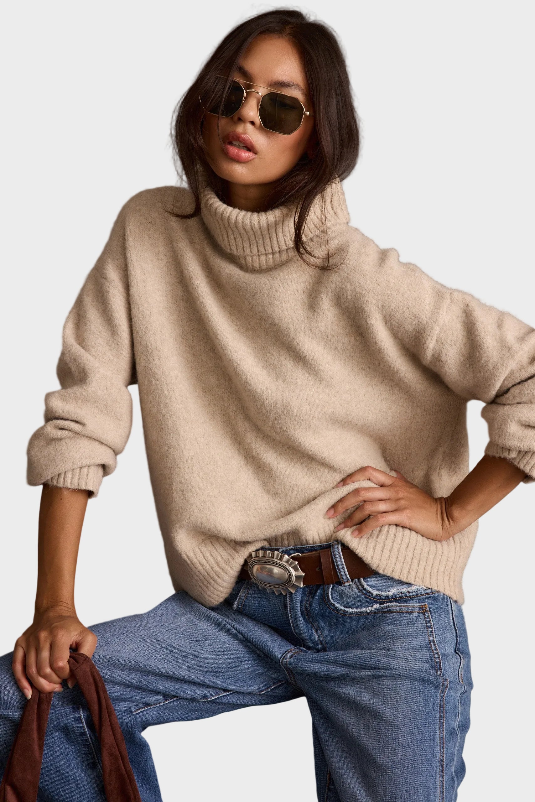 Alyssa | Πλεκτό Ζιβάγκο Oversized σε Απόχρωση Cedar Oatmeal