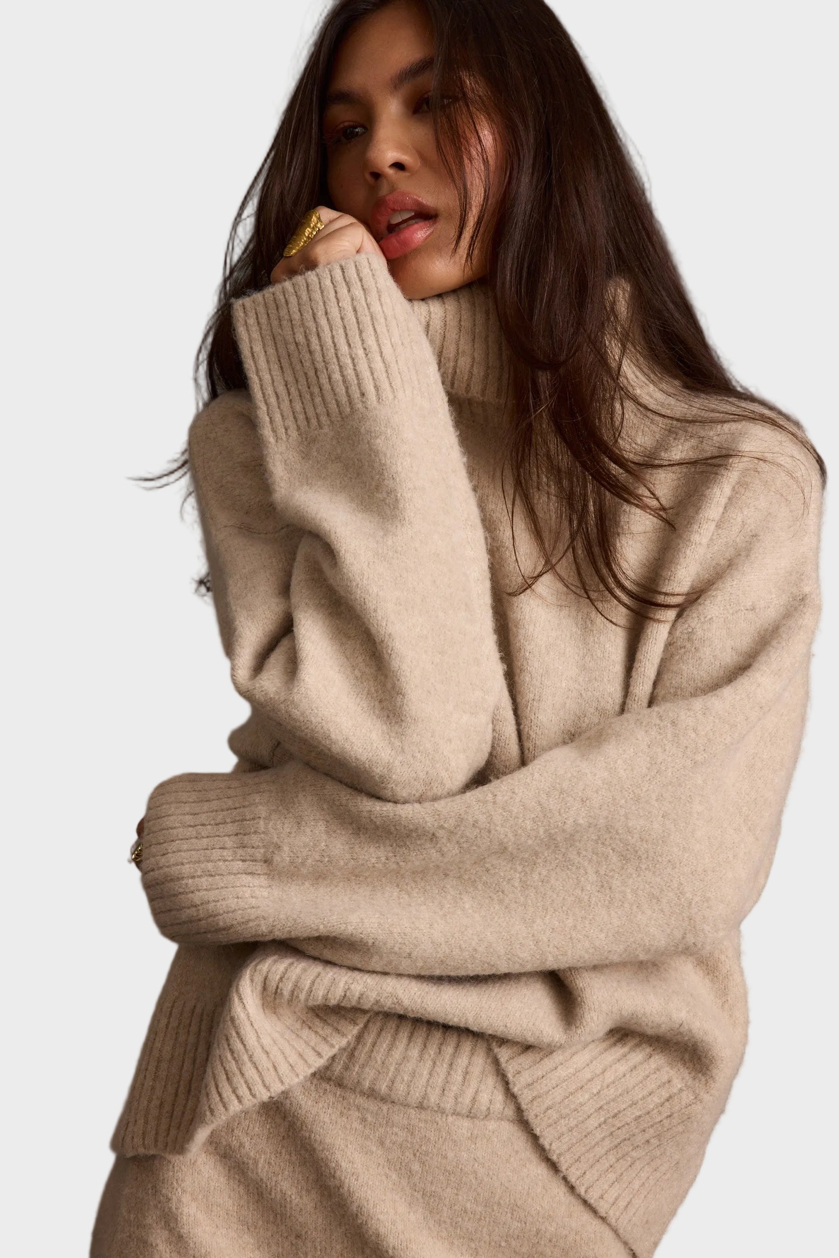 Alyssa | Πλεκτό Ζιβάγκο Oversized σε Απόχρωση Cedar Oatmeal