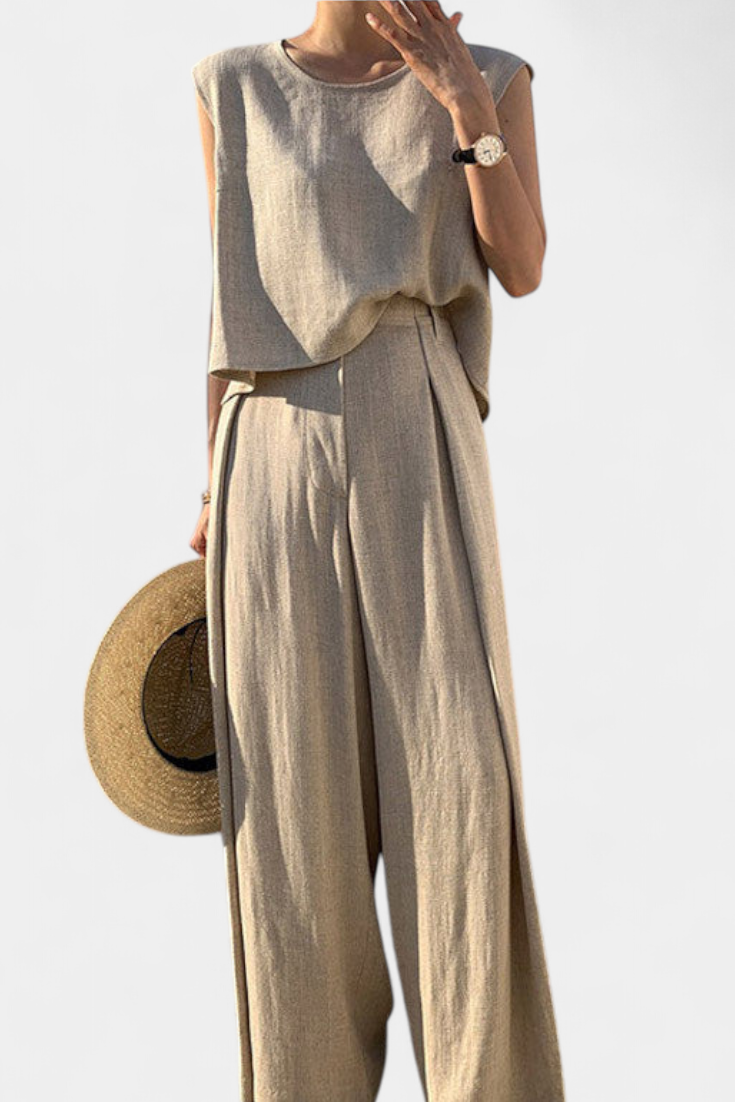 Lauren Σετ Δύο Τεμαχίων με Φαρδύ Παντελόνι