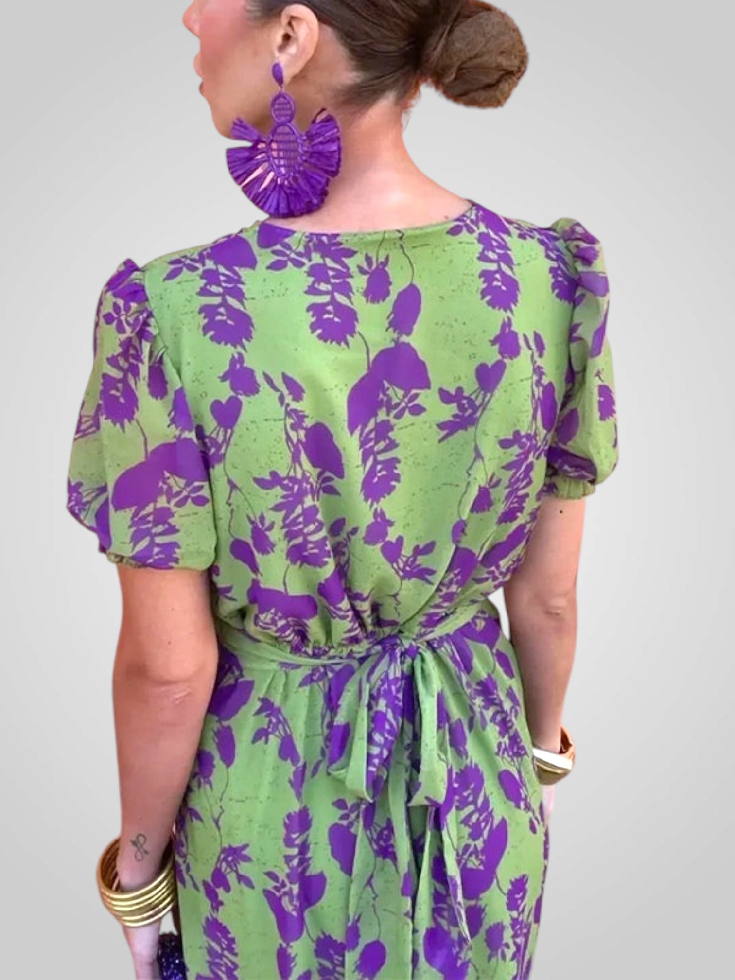 Ντούλσε | Λαιμόκοψη V σχήματος Floral Μίντι Φόρεμα