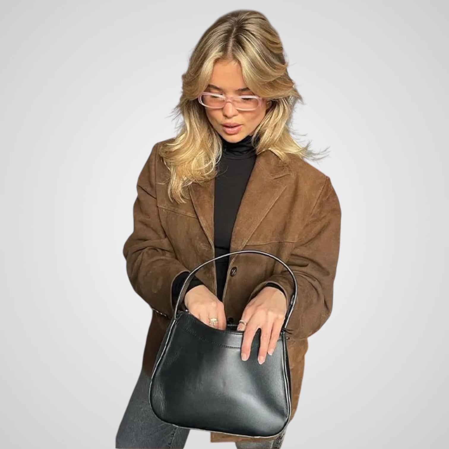 Λάιλα | Κλασικό καφέ μπουφάν σουέντ