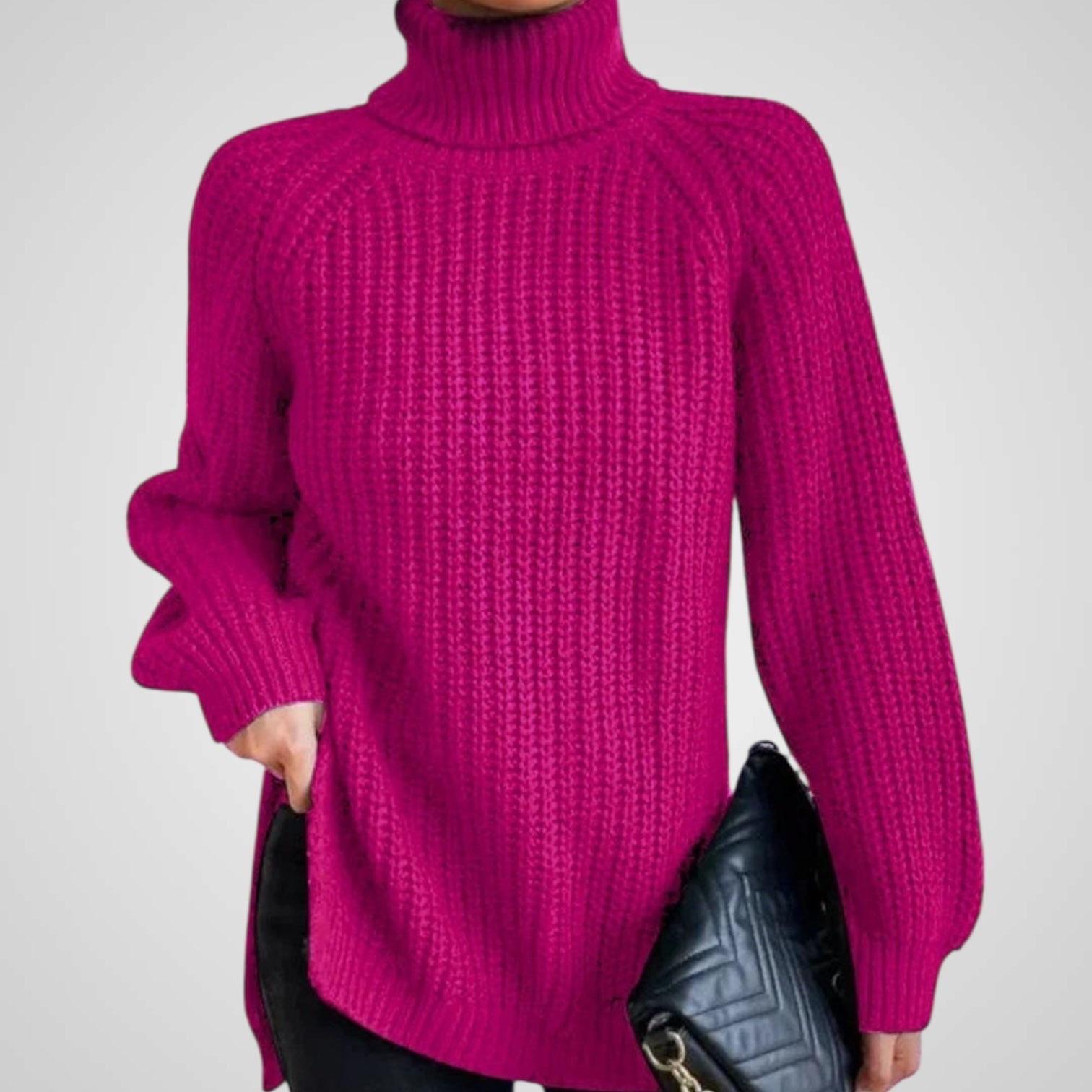 Γυναικεία Ζιβάγκο Ριπ Knit Σχίσιμο Πουλόβερ