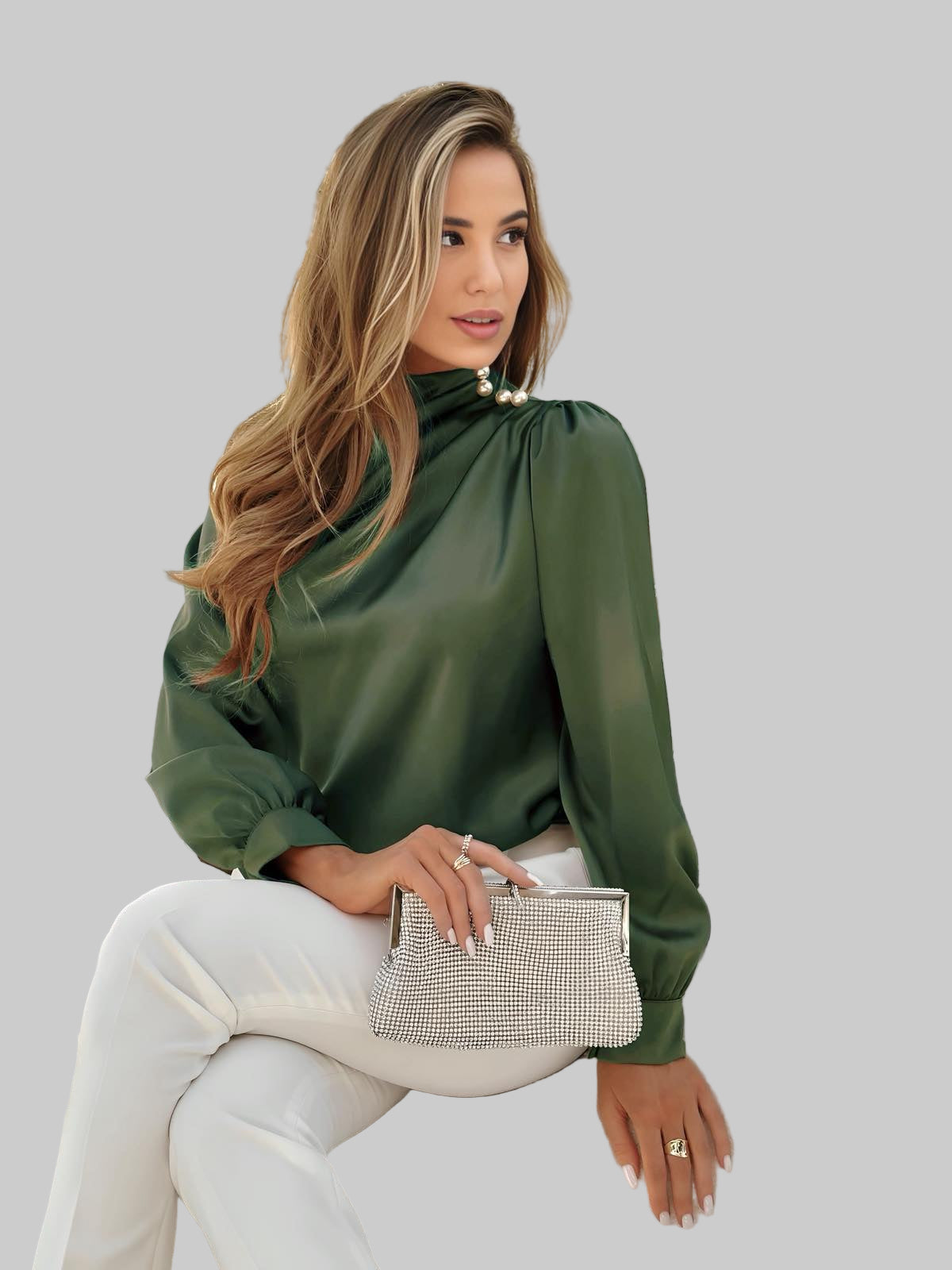 Μπλούζα Σατέν Με Πέρλες