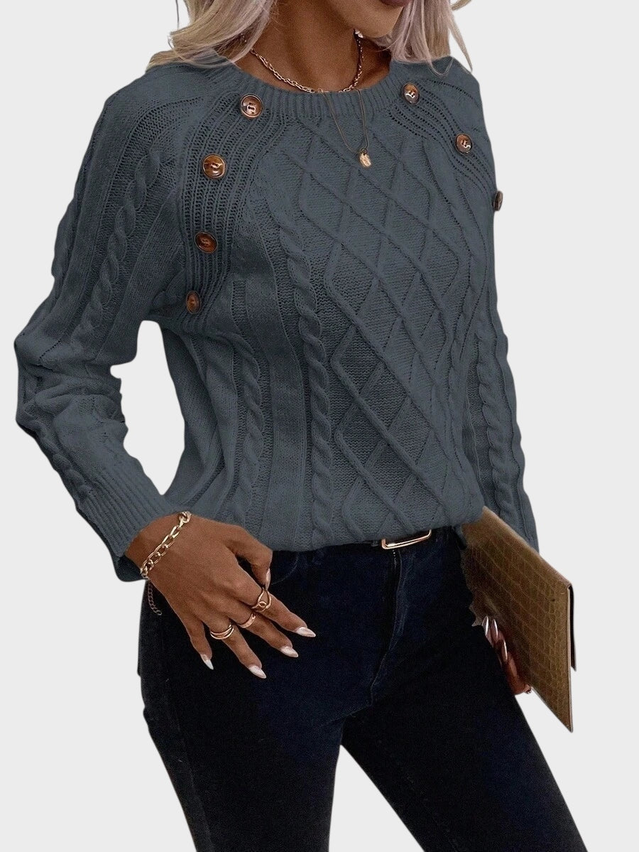 Clara – Πουλόβερ με Κουμπιά και Πλεκτή Ύφη