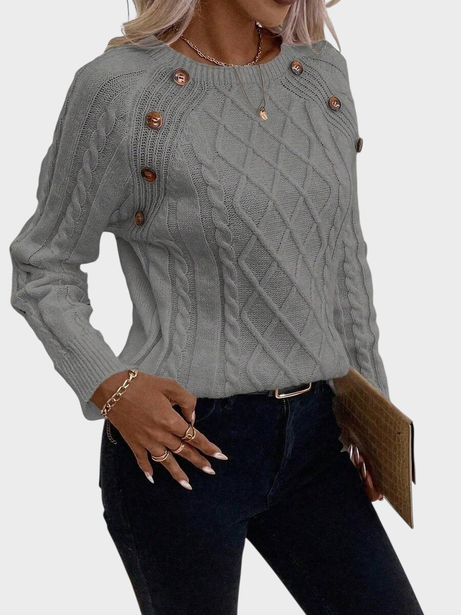 Clara – Πουλόβερ με Κουμπιά και Πλεκτή Ύφη