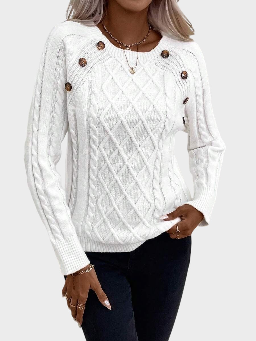 Clara – Πουλόβερ με Κουμπιά και Πλεκτή Υφή