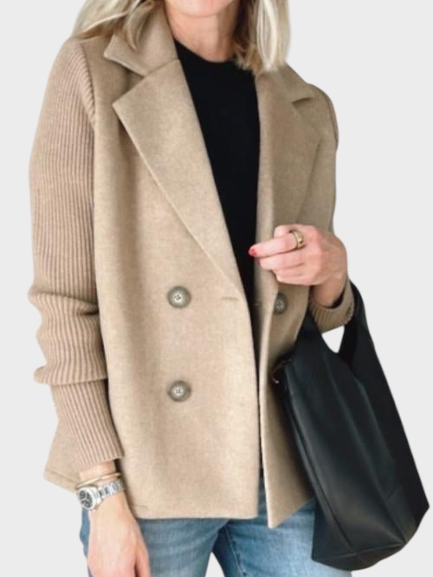 Κομψό σακάκι με πλεκτά μανίκια