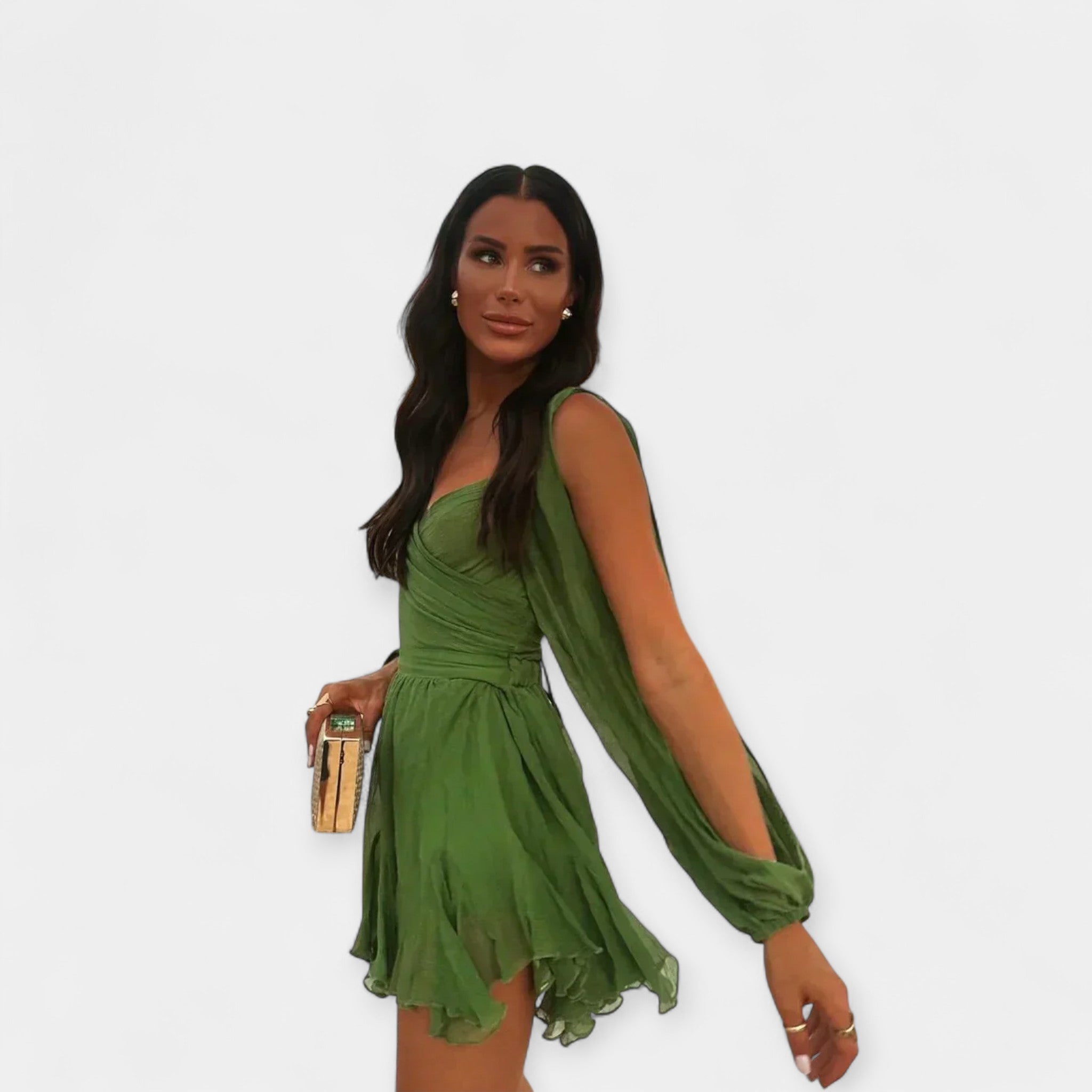 Ρομαντικό Κοντομάνικο Φόρεμα