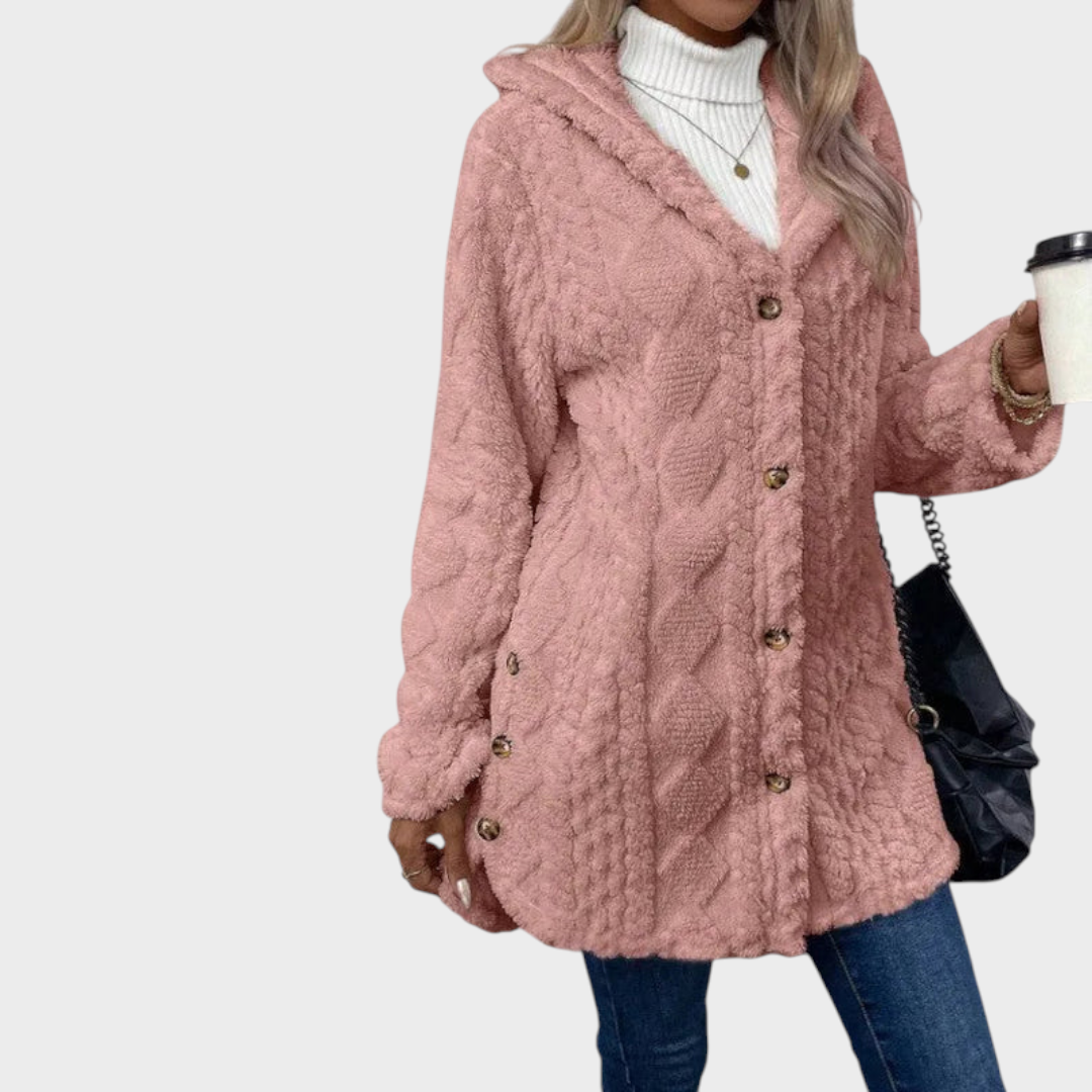 Elzie | Γυναικείο Ζεστό Τζάκετ με Κουκούλα σε Ζακάρ