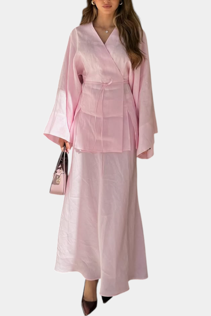 Zelda Set με Πουκάμισο με Λαιμόκοψη V και Φούστα με Άνοιγμα