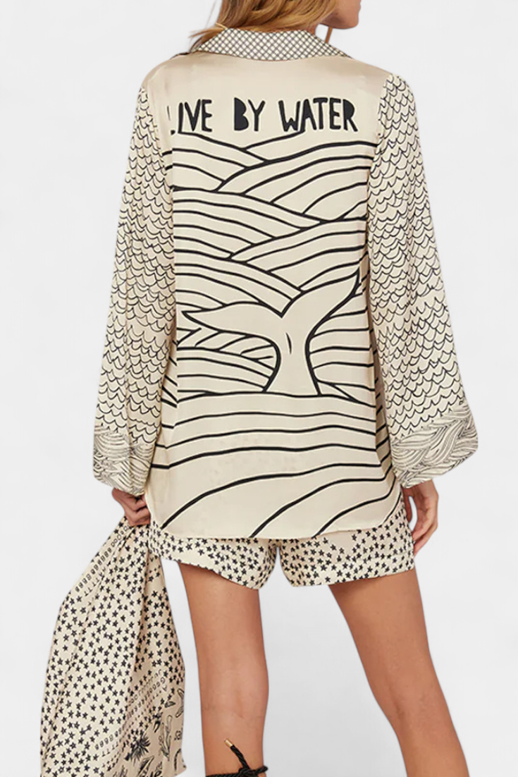 Αμαλία Πουκαμισένιο Σετ με Στάμπα και Ελαστικό Σορτς