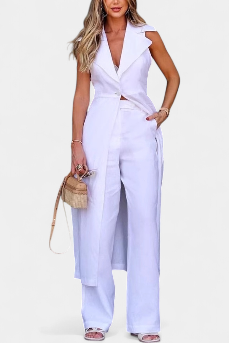 Eider Set με Μακρύ Γιλέκο και Ίσιο Παντελόνι