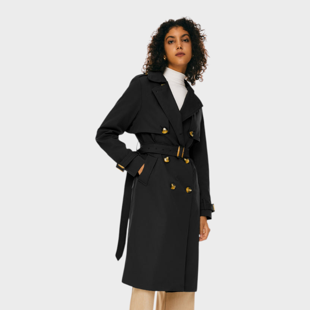 Skylar | Μακρύ Παλτό Hudson με Ζώνη και Διπλό Κούμπωμα 3/4