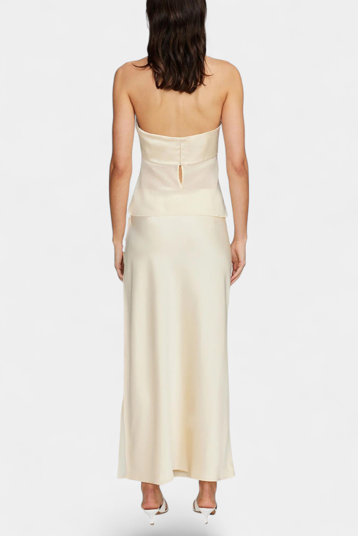 Fjorela Set με Μίντι Φούστα και Στράπλες Τοπ σε Απόχρωση Butter