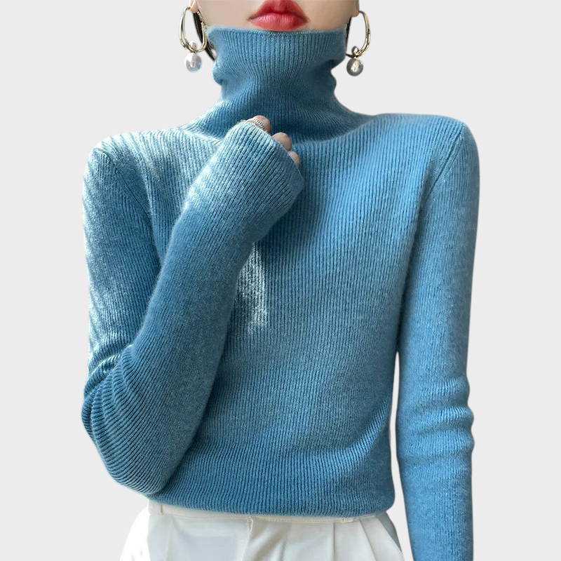 Auria | Μαλακό Ριχτό Μπλουζάκι με Υψηλό Λαιμό