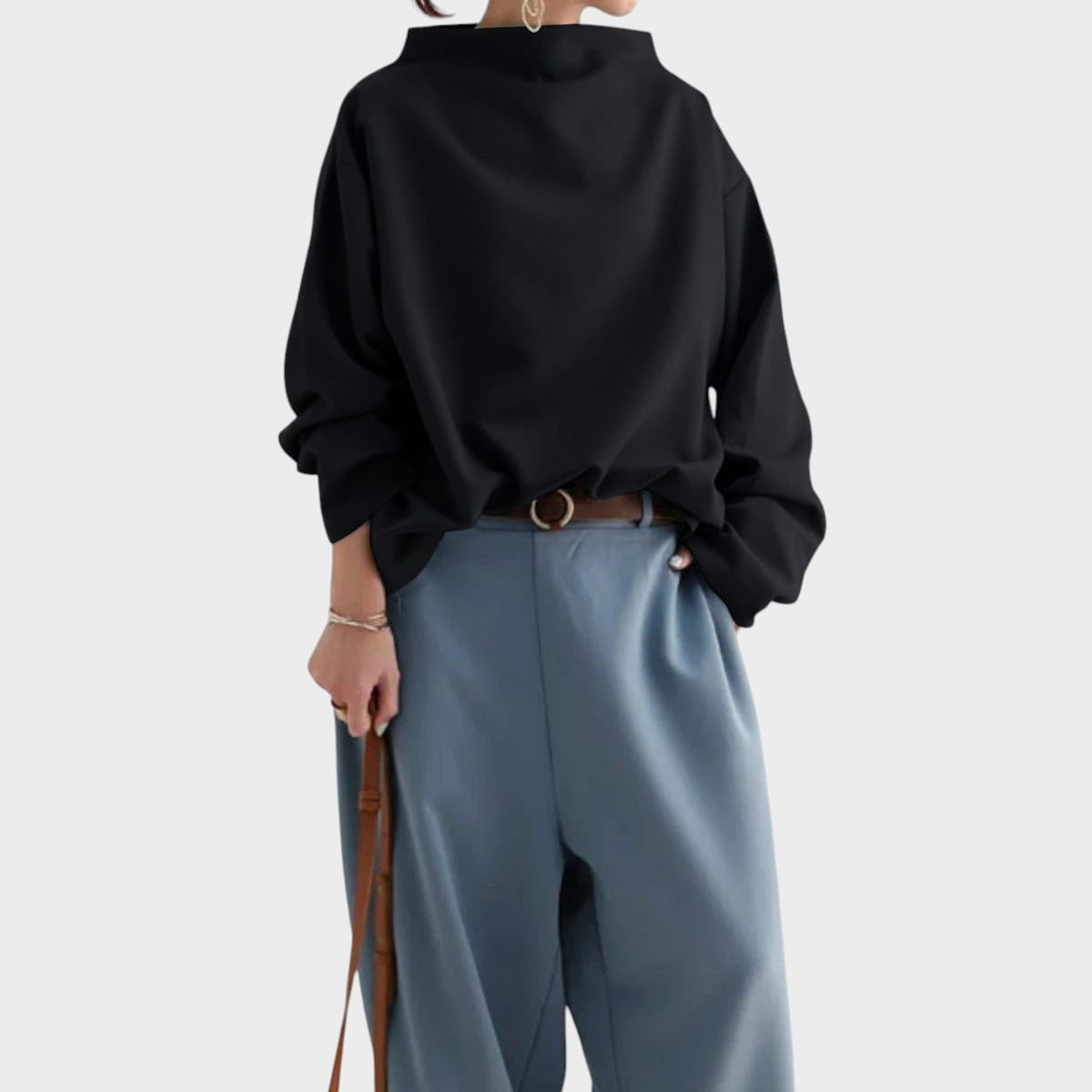 Elly | Πλεκτό Τοπ με Ψηλή Λαιμόκοψη και Απαλή Ύφη