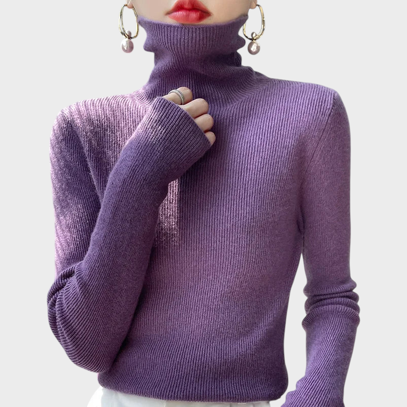 Auria | Μαλακό Ριχτό Μπλουζάκι με Υψηλό Λαιμό