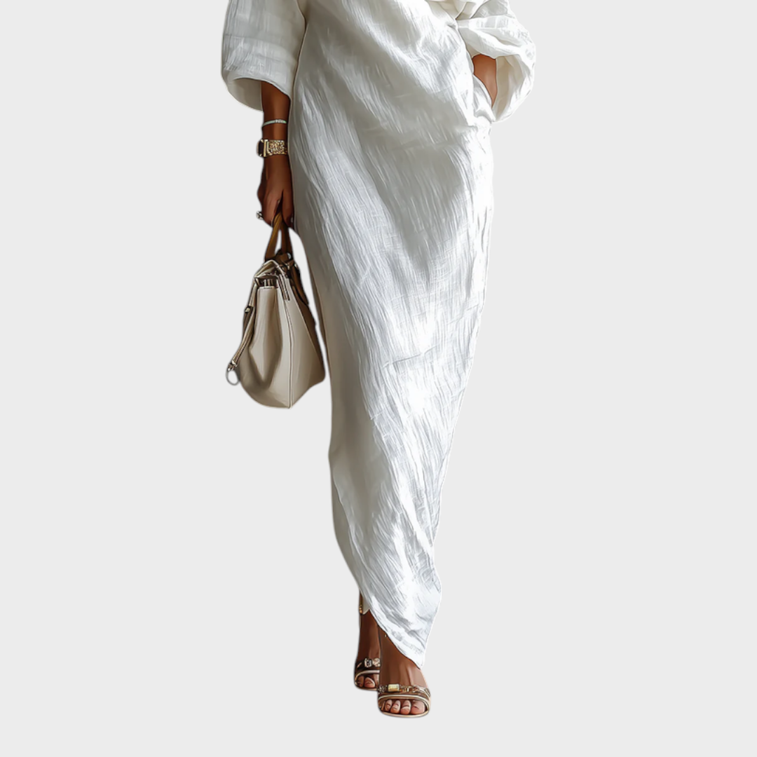 Amber | Λευκό Φόρεμα Maxi με Έναν Ώμο