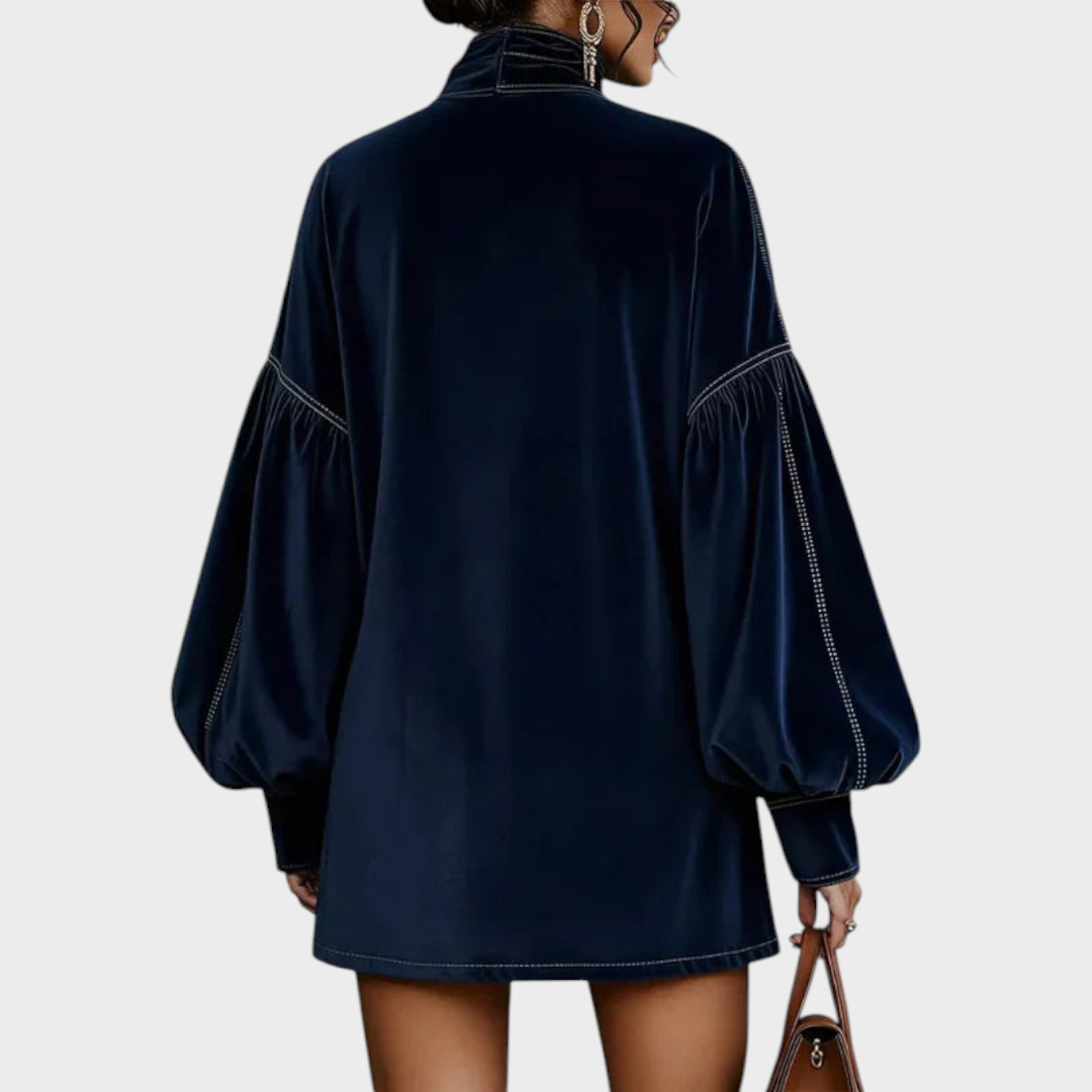 Deborah | Βελούδινο Μίνι Φόρεμα με Φουσκωτά Μανίκια