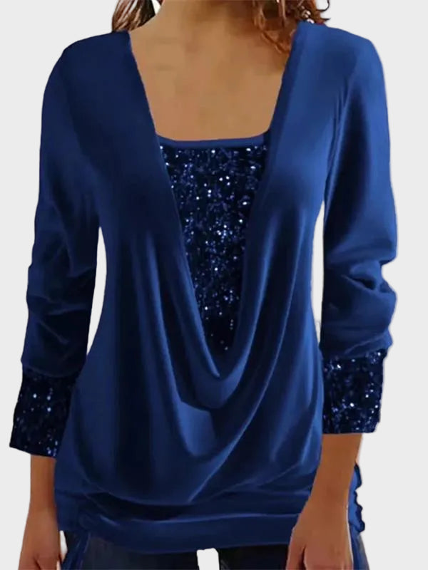 Sequin | Φαρδύ Τοπ με Σούρες και Εφέ Δύο Κομματιών