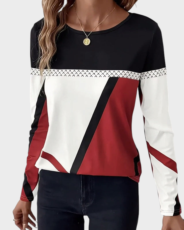 Austria | Καθημερινό Εκτυπωμένο T-Shirt με Στρογγυλή Λαιμόκοψη και Μακριά Μανίκια