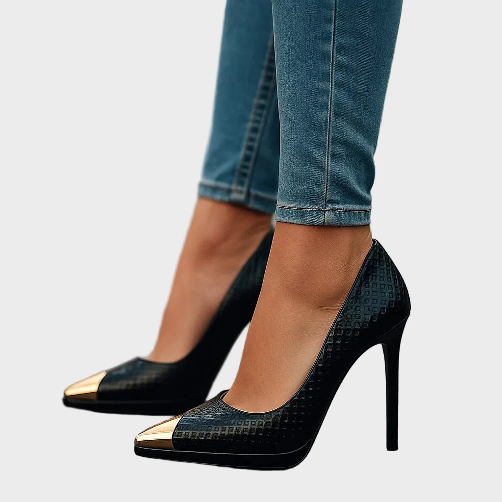 AVELINE Γόβες με Χρυσή Μύτη