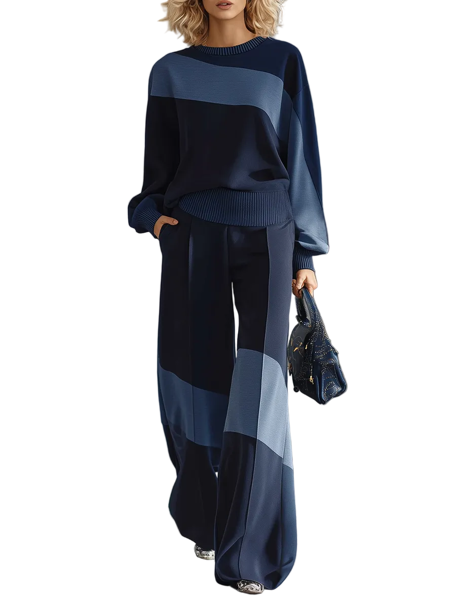 Kendal - Casual Sportswear Σετ με Patchwork Φούτερ και Παντελόνι Φόρμας (Casual Sportswear Patchwork Sweatshirt And Sweatpants Set)