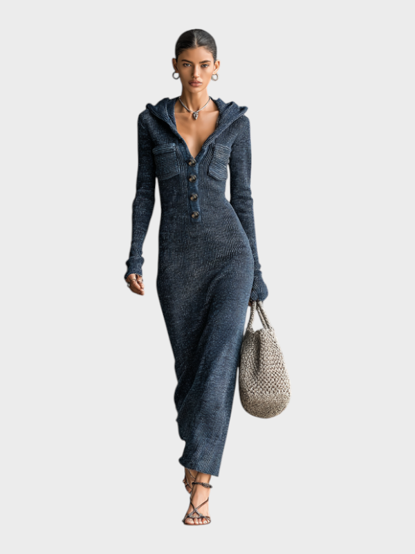 Akesha | Γυναικείο Μακρύ Φόρεμα Με Κουκούλα Slim-fit MDA1451H6Y