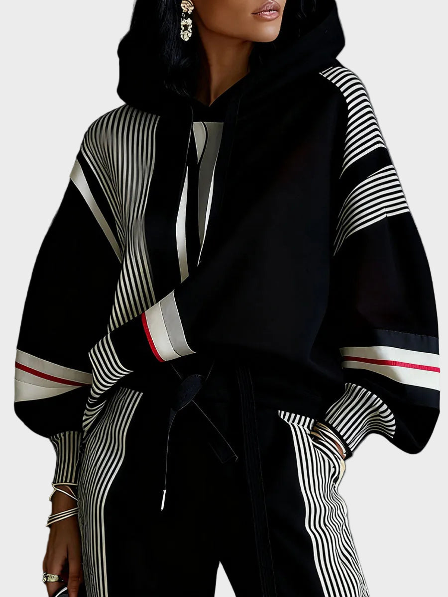 Cirilla | Μοντέρνο Φούτερ με Κουκούλα και Αφηρημένο Γεωμετρικό Καλλιτεχνικό Σχέδιο